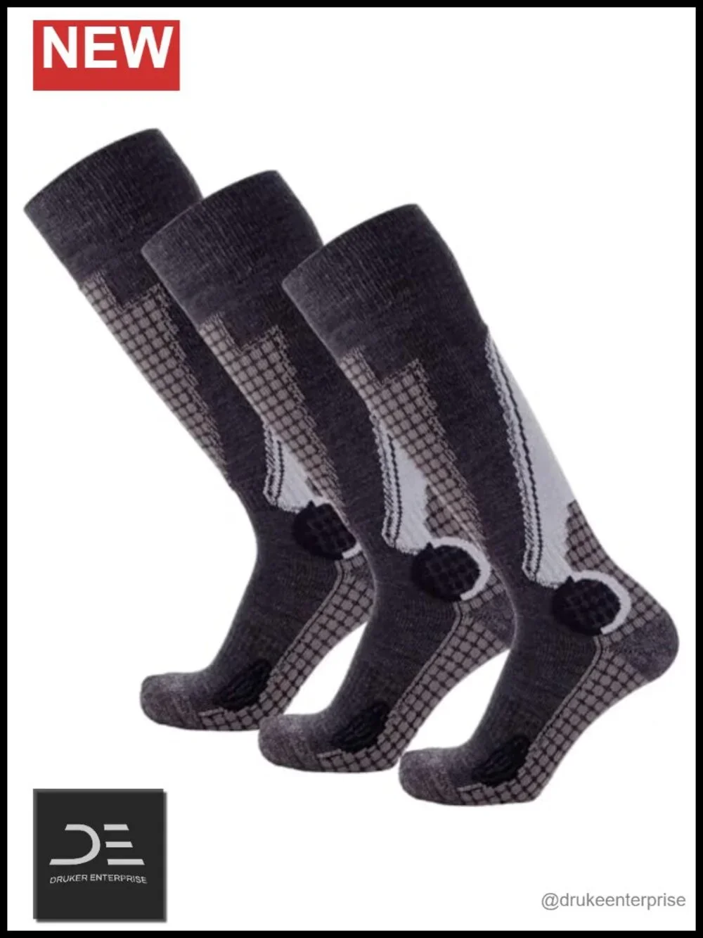 Merino Wool Knee-High Ski Socks for Men Women Thermal Winter Snowboarding
